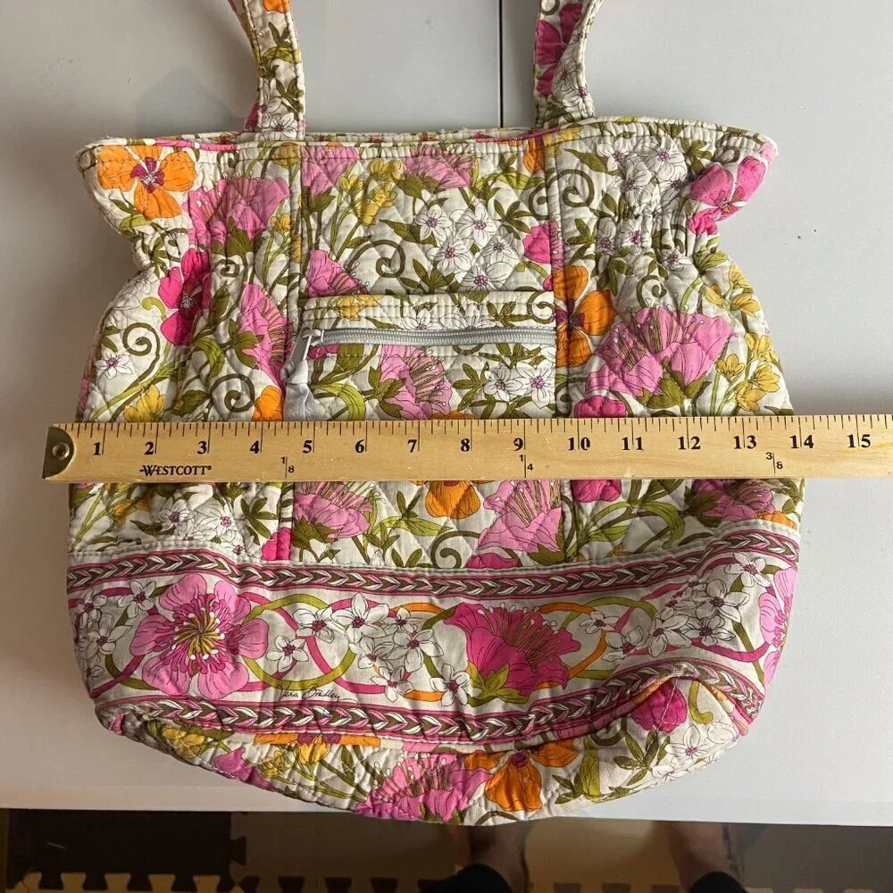 Vera Bradley Watercolor Floral Cinch Toe Snap Purse Laura Shoulder Bag Quilted